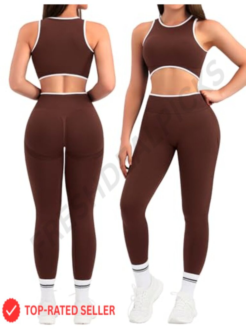 Womens Seamless Workout Set Crop Tank Top Scrunch Leggings
